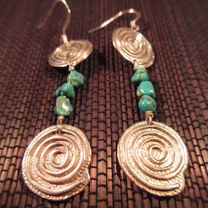 Southwestern Sterling Silver Turquoise Earrings image 1