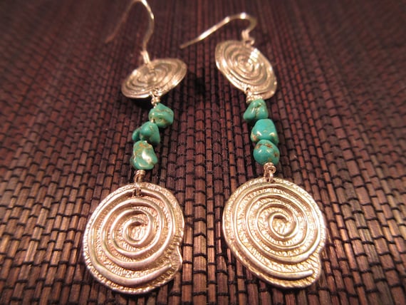 Southwestern Sterling Silver Turquoise Earrings - image 1