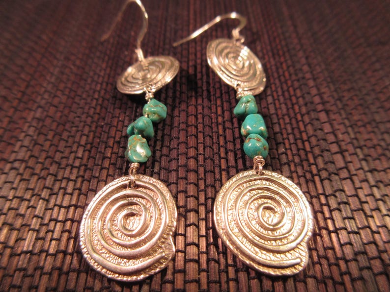 Southwestern Sterling Silver Turquoise Earrings image 1