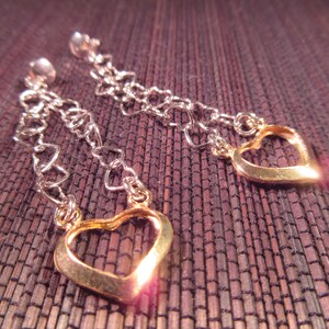 Romantic Sterling Silver Gold Wash Heart Earrings