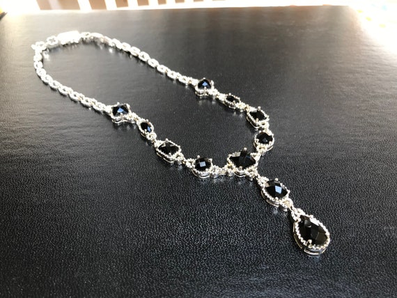 Glamorous Sterling Silver Onyx Necklace - image 2