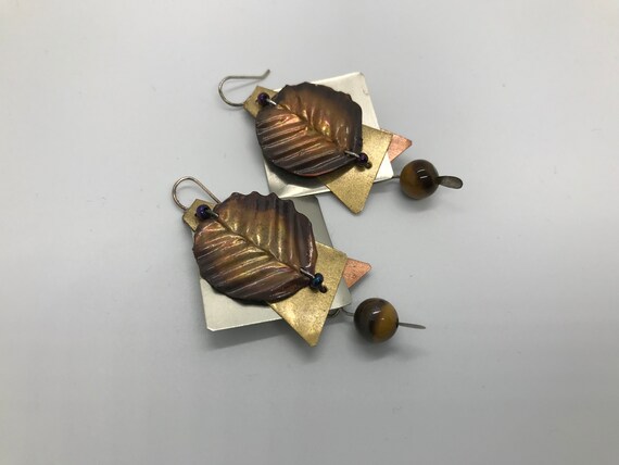 Unique Brass Copper Earrings - image 3