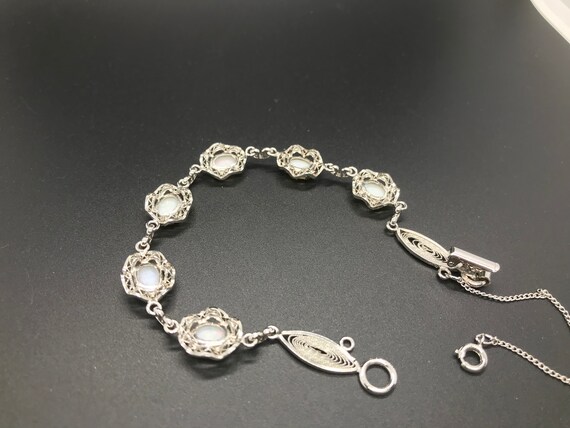 Retro Sterling Silver White Opal Bracelet - image 3