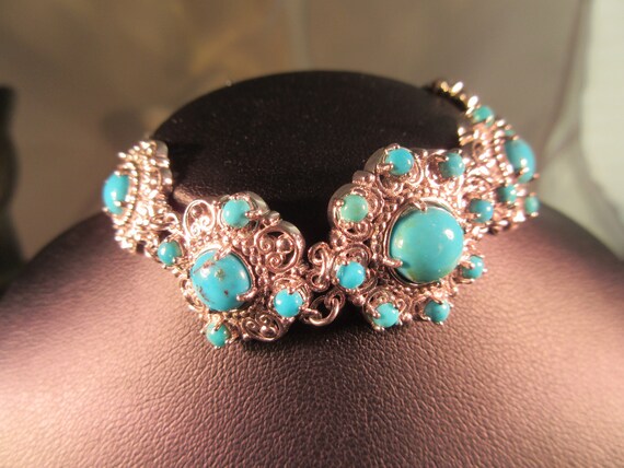 Chic Sterling Silver Turquoise Bracelet - image 2