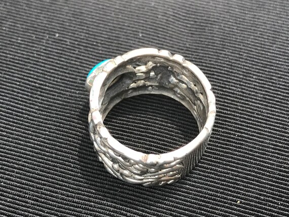 Cool Retro Sterling Silver Turquoise Ring 8 - image 4