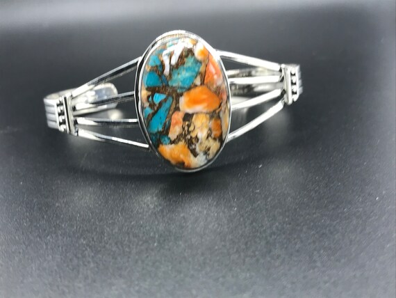 Chic Sterling Silver Multi Stone Cuff Bracelet - image 1