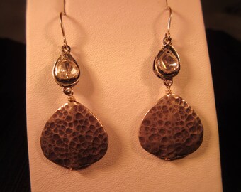 Rustic Sterling Silver CZ Earrings