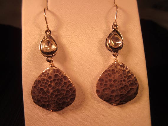 Rustic Sterling Silver CZ Earrings - image 1