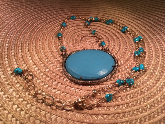 Cool Boho Sterling Silver Turquoise Necklace - image 2