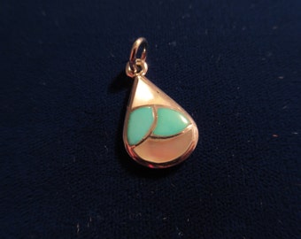 Vintage Sterling Silver Turquoise & Mother of Pearl Pendant