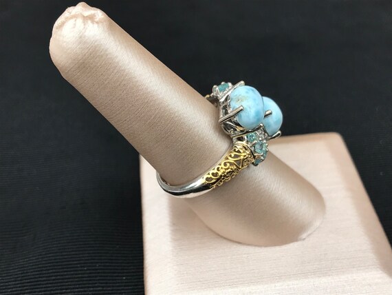 Boho Sterling Silver Larimar Ring 8 - image 4