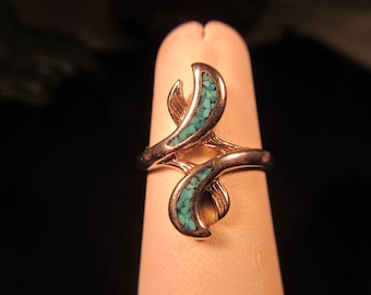 Cool Tribal Sterling Silver Turquoise Ring - 5.5