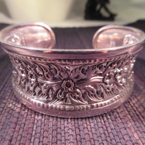 Ornate Vintage Sterling Silver Cuff Bracelet image 1