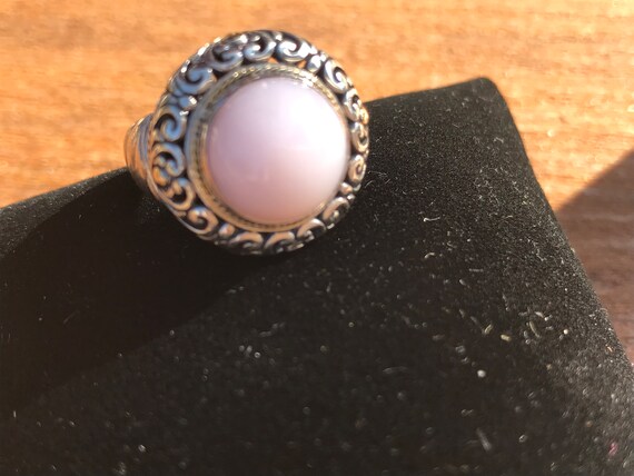 Retro Sterling Silver 18K Pink Gemstone Ring 8 - image 2