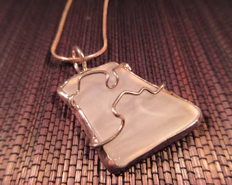 Cool Modernist Sterling Silver Frosted Glass Necklace
