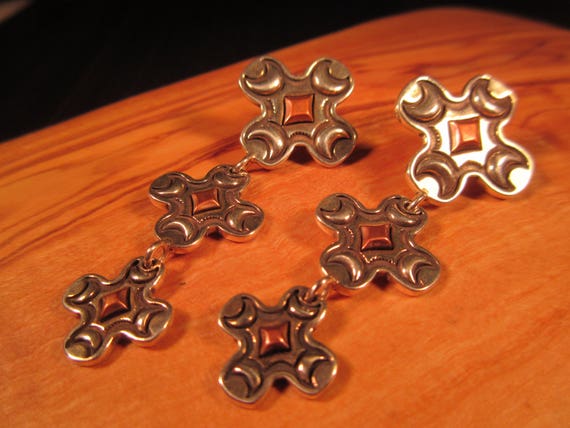 Boho Sterling Silver Copper Earrings