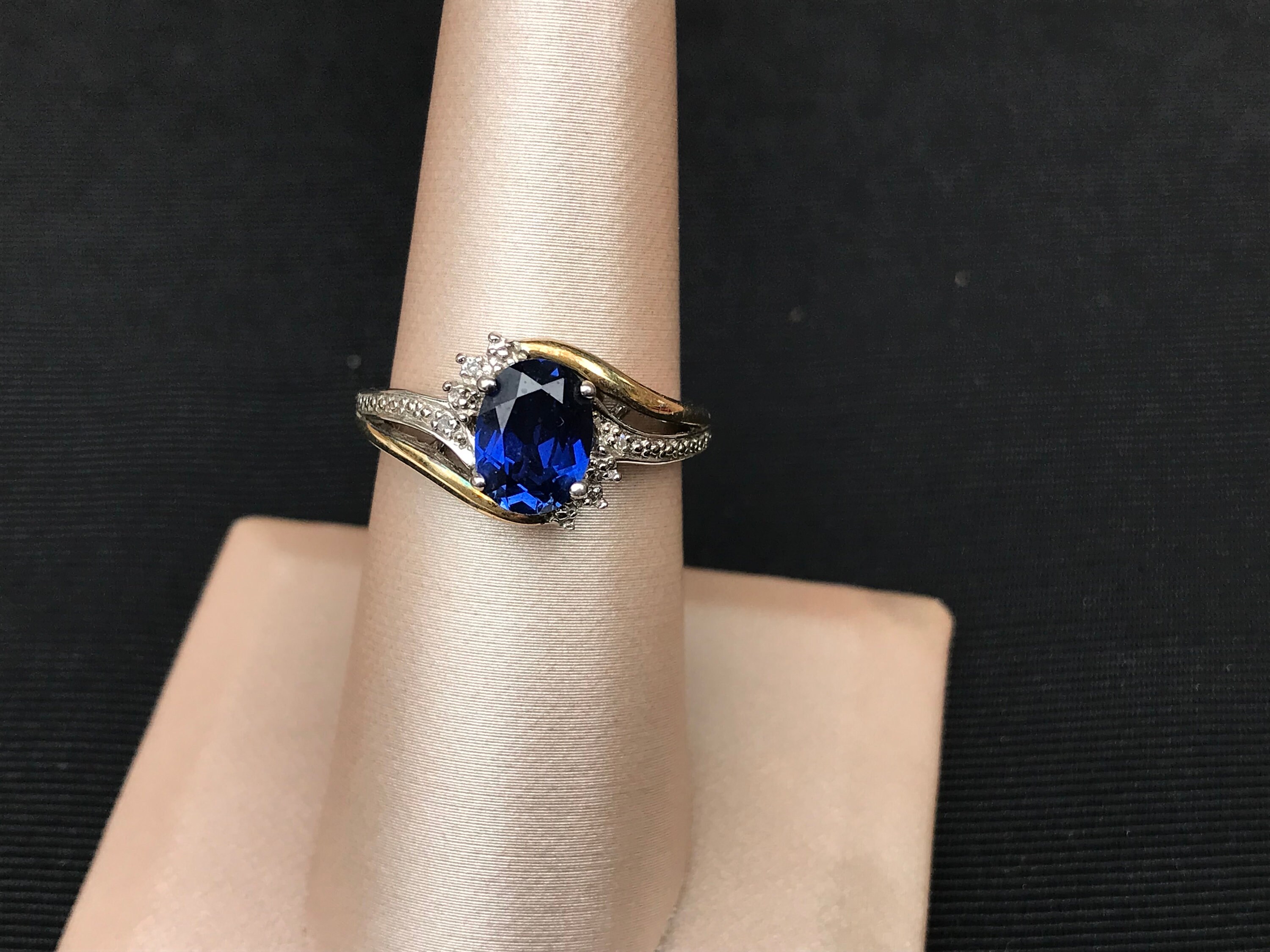 RL 10K Gold Sterling Silver Blue Gemstone Ring 6.5 - Etsy