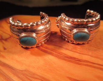 Tribal Sterling Silver Turquoise Earrings