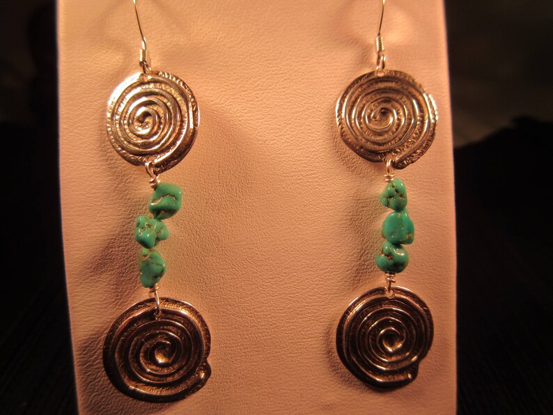 Southwestern Sterling Silver Turquoise Earrings image 2