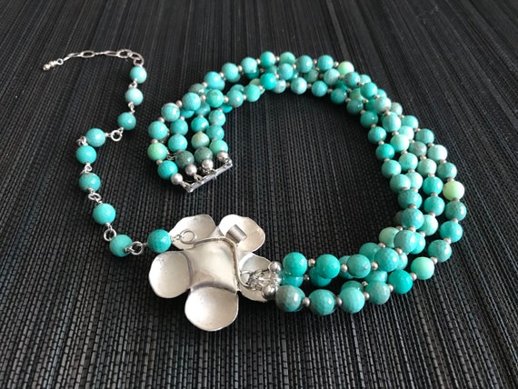 Unique Sterling Silver Turquoise Necklace - image 2