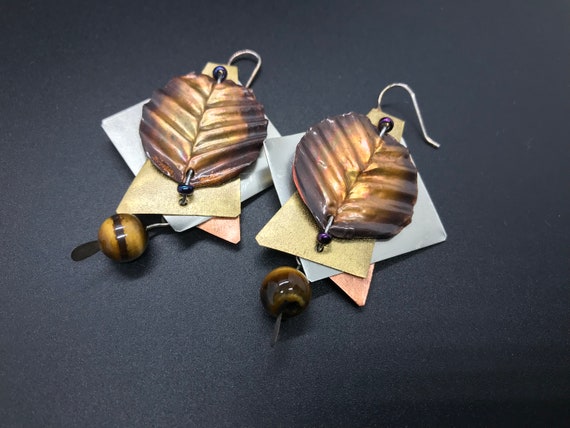 Unique Brass Copper Earrings - image 5