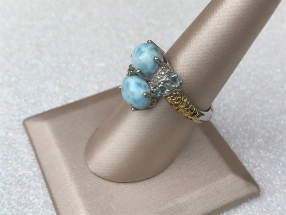 Boho Sterling Silver Larimar Ring 8 - image 2