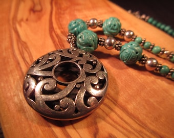 Cool Vintage Sterling Silver Turquoise Necklace - Barse