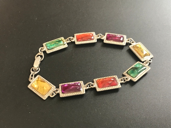 Unique Silver Multi Gemstone Bracelet - image 1