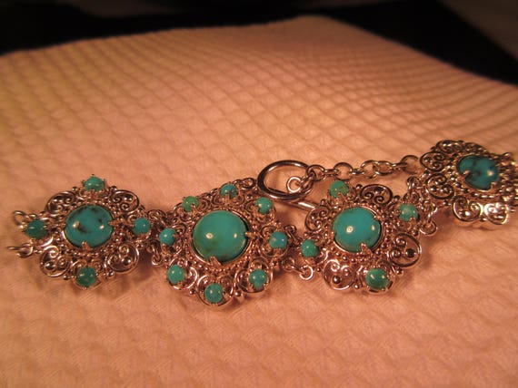Chic Sterling Silver Turquoise Bracelet - image 4