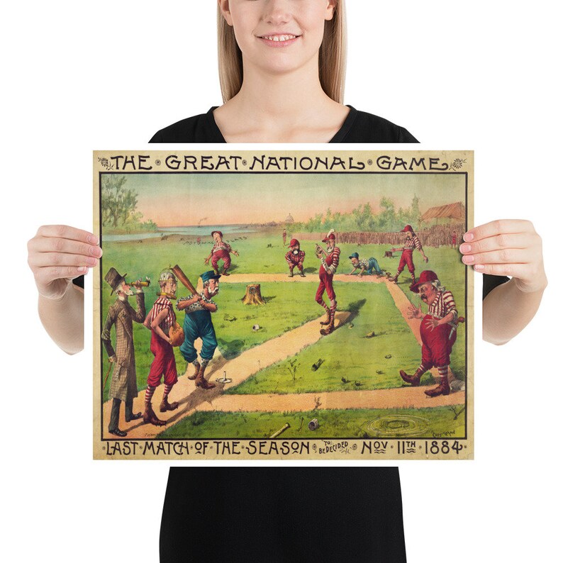 Baseball Artwork Kids Bedroom Decor Home Decor The Great National Game Poster Vintage Baseball Housewarming Gift