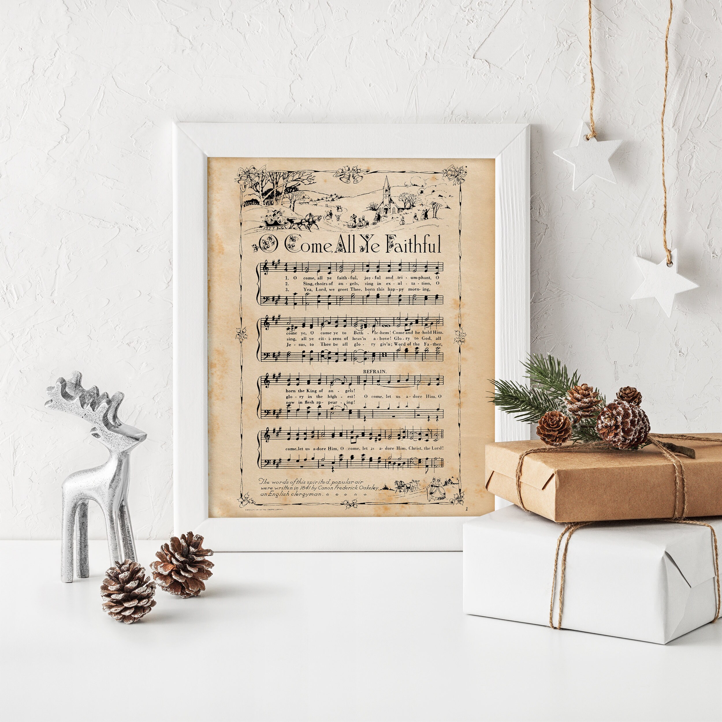 O Come All Ye Faithful Sheet Music Church Hymns Music Print | Etsy