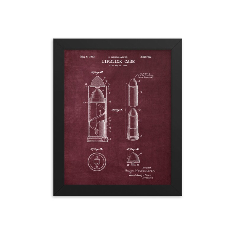 Lip Stick Burgundy Patent Framed poster Fashion Beauty Wall Art Bathroom Wall Decor