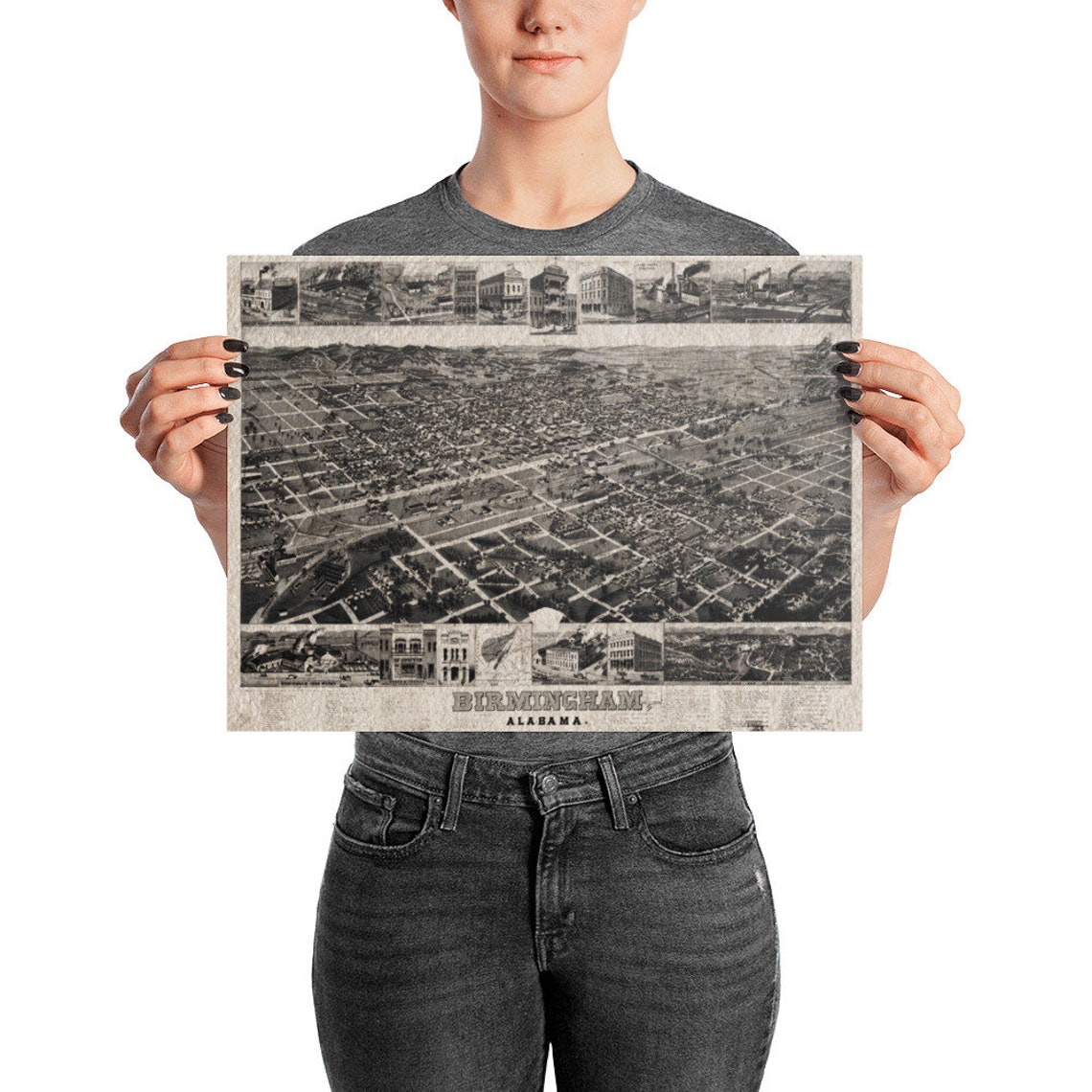 Birmingham Alabama Photo paper poster Home Decor Vintage  Etsy