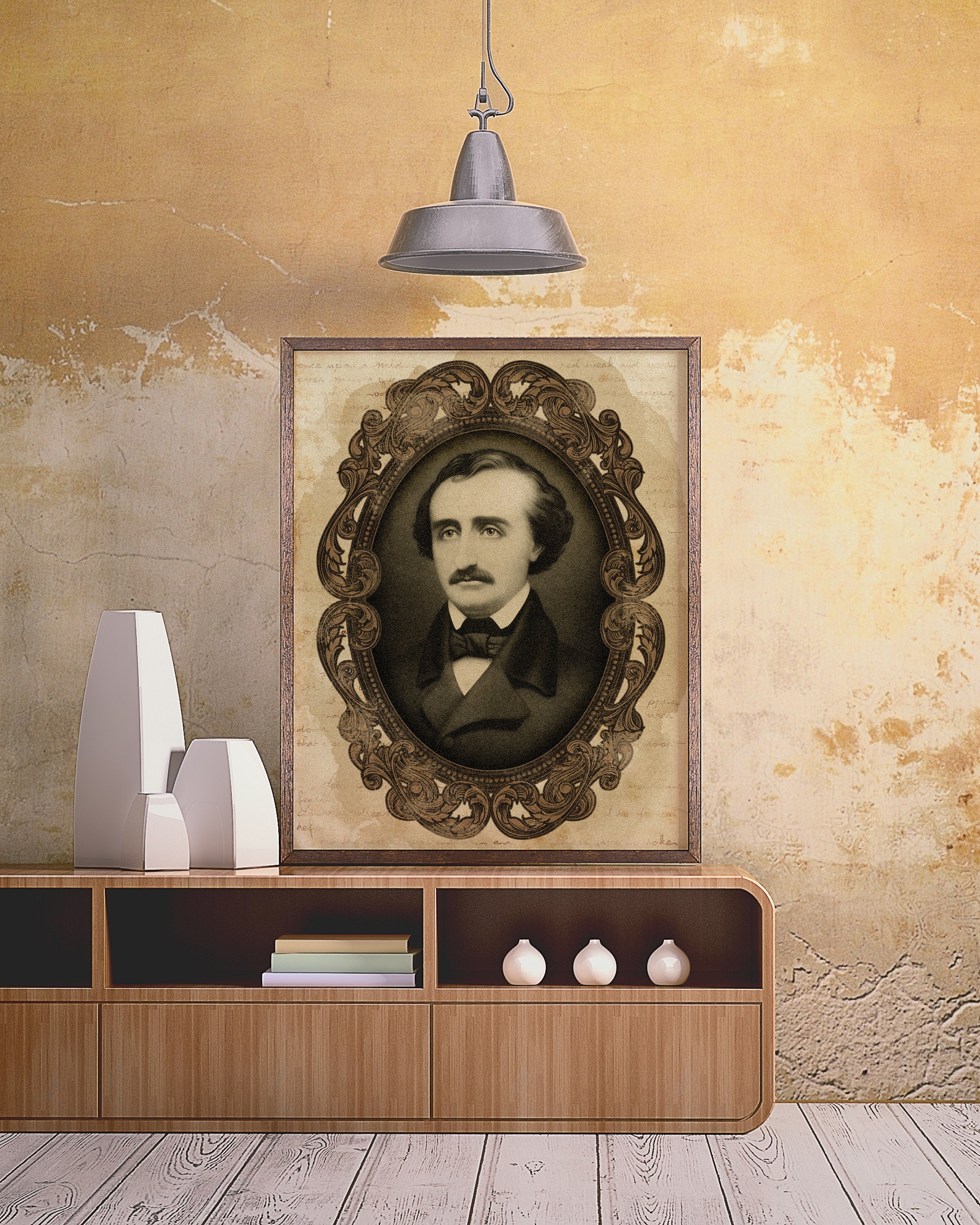 Edgar Allan Poe Portrait Downloadable Wall Decor Digital Etsy
