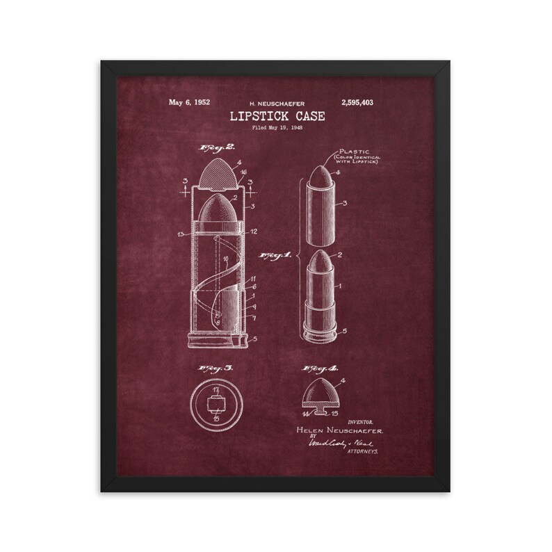 Lip Stick Burgundy Patent Framed poster Fashion Beauty Wall Art Bathroom Wall Decor