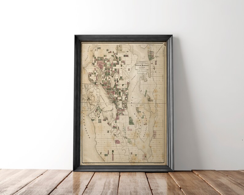 Seattle Prints Seattle Home Wall Decor City of Seattle Map Seattle Washington