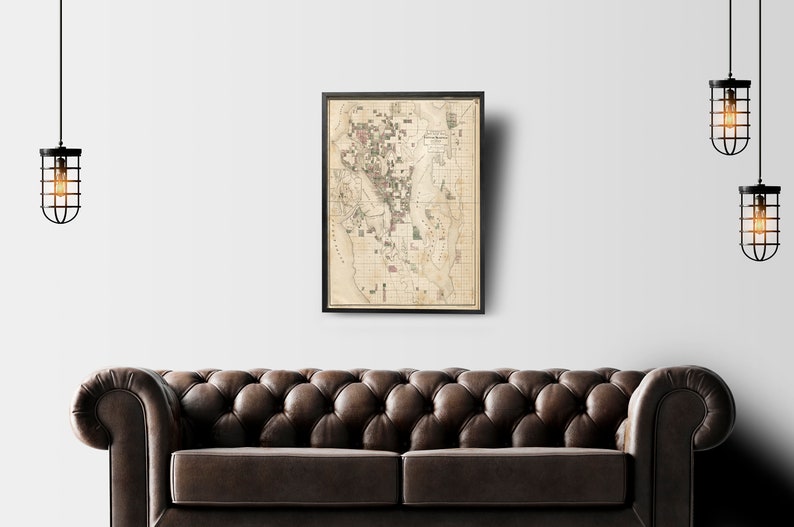Seattle Prints Seattle Home Wall Decor City of Seattle Map Seattle Washington