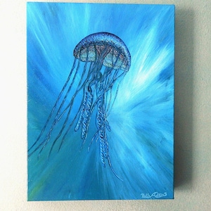 Jellyfish, sea life, ocean animal, blue water, sunlite water.