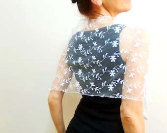 Pure white lace wedding shawl, wedding bolero, white lace shawl, wedding dress shrug, mother of the bride shawl, bridesmaids gift