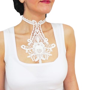 White handmade bridal choker Bridal necklace Ivory white lace choker Bridal accessory Bridal jewelry Wedding jewelry White lace choker