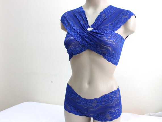 Conjunto de lencería de encaje azul sujetador suave de encaje Etsy España
