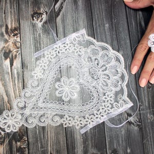 Ivory lace gloves wedding, bridal white gloves fingerless lace gloves, bridal accessories, french lace image 7