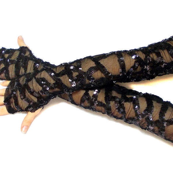 Black Embroidered Lace Long Lace Gloves Thumbhole Steampunk Gloves Dance Costumes Accessories Lolita Sexy Gloves Gift For Her Unique Gift