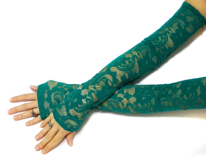 Extra Long Lace Green Gloves Belly Dance Costume Gloves Lace Etsy