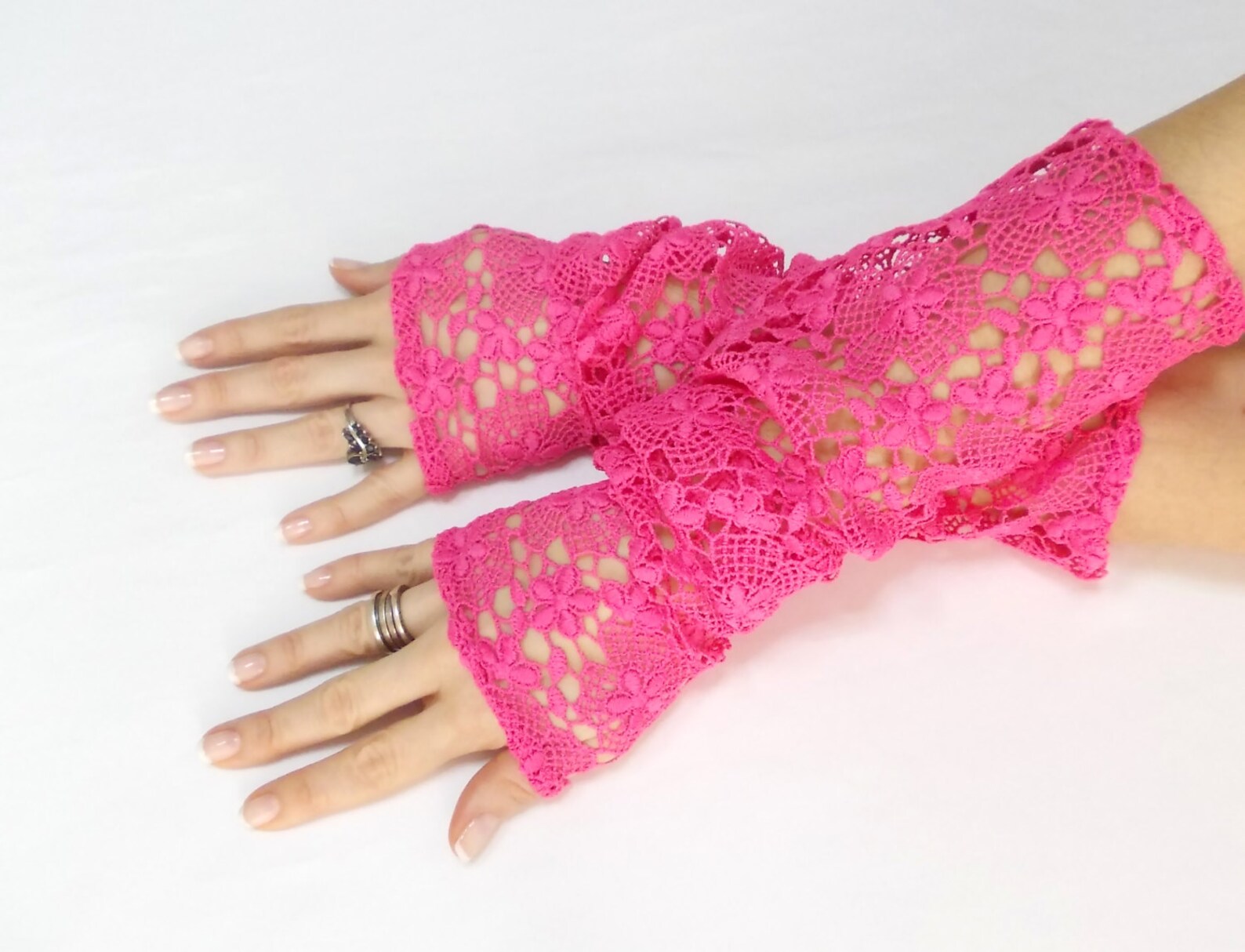 Extra Long Pink Lace Gloves Belly Dance Costume Accessories Etsy