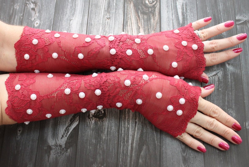 Gants Courts En Dentelle élégants - Lot D'1 Paire Pour Mariage, Fête, Bal (Noir, Blanc Ou Rouge)