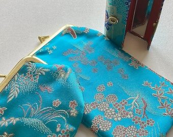 Vintage Chinese Satin Set: Embroidered. Collectible. Trio. unused.