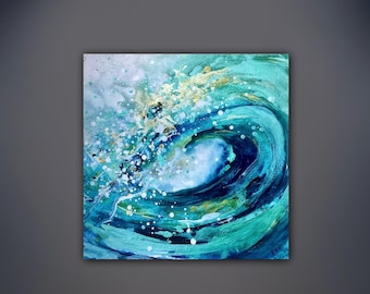 Wave print from original artwork Giclee Coastal Wall Art 30 x 30 CM square