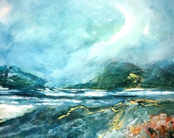 Greetings card The River printed from original painting by Uk Artist AngelaHaigHarrison