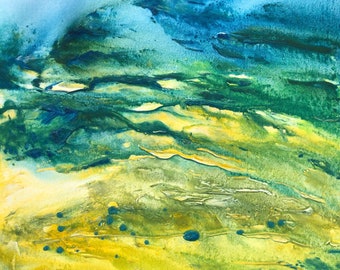 Abstract Seascape Painting: Textured Mixed Media Landscape by Angela Haig-Harrison